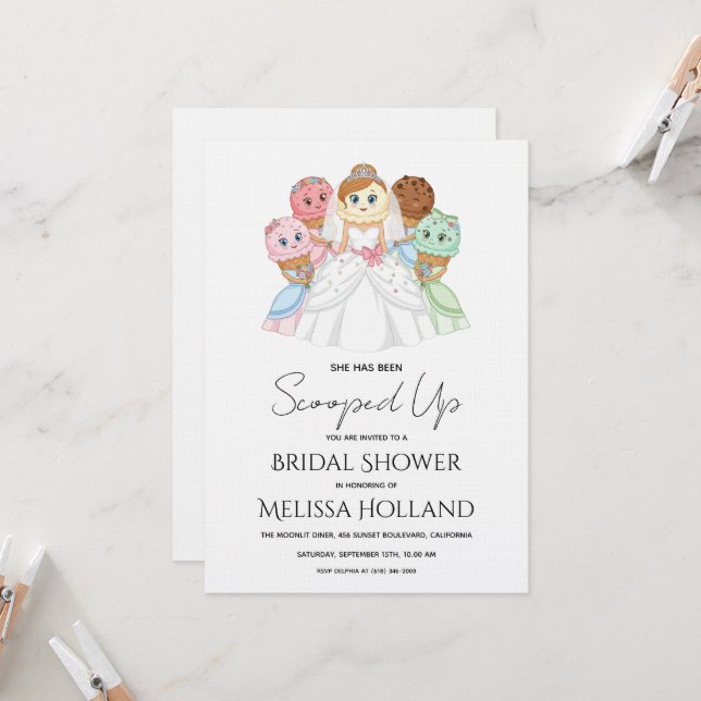 Invitation Elle a été ramassée Fête de Mariage de Glace (Devant/Arrière en situation)