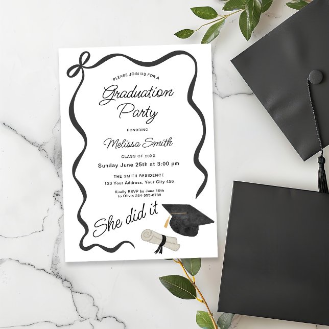 Invitation Elle a fait la fête de remise des diplômes (Créateur téléchargé)