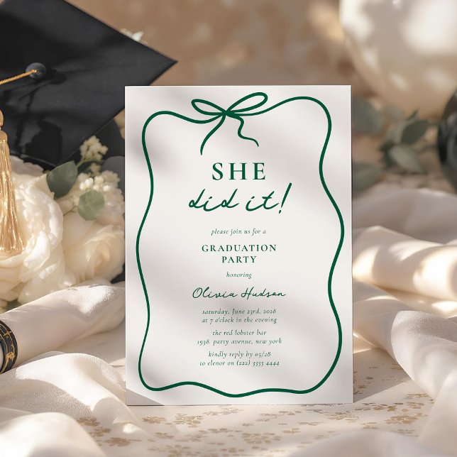 Invitation Elle a réussi ! Fête de fin d'études (Créateur téléchargé)