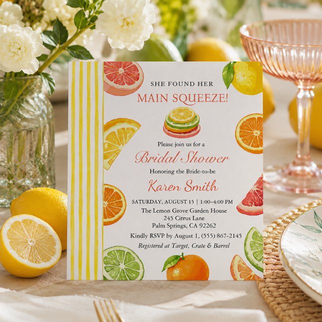 Invitation Elle a Trouvé Sa Baie Citron Mariage (She found her Main Squeeze Bridal Shower Invitation)