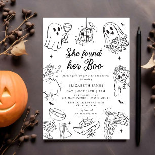 Invitation Elle a trouvé sa Boo Ghost Floral  Baby Shower de 