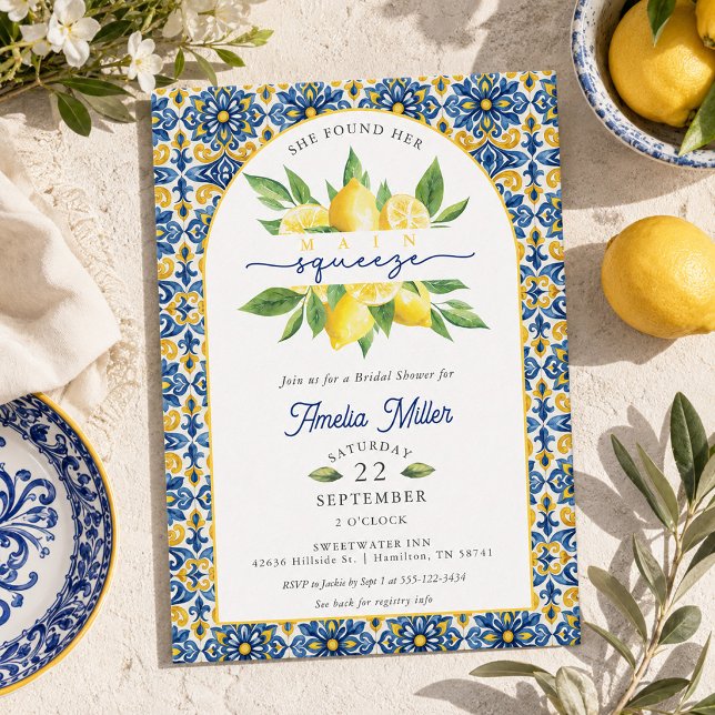 Invitation Elle a Trouvé sa Douceur de Citron Enterrement de  (She Found Her Main Squeeze Lemon Bridal Shower Invitation)