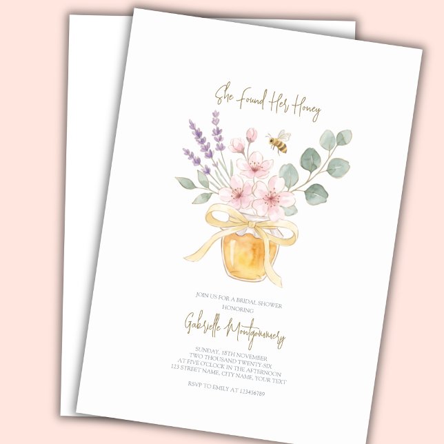 Invitation Elle a trouvé sa douche de mariage Honey  (Créateur téléchargé)