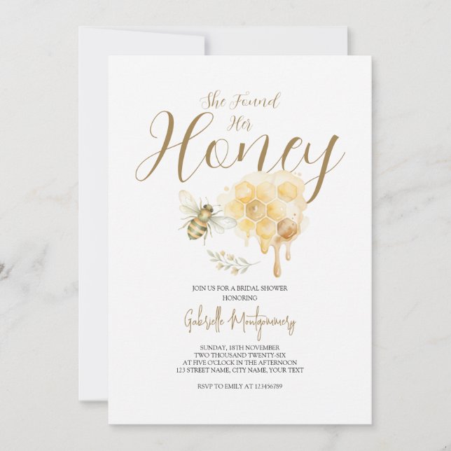 Invitation Elle a trouvé sa douche de mariage Honey  (Devant)
