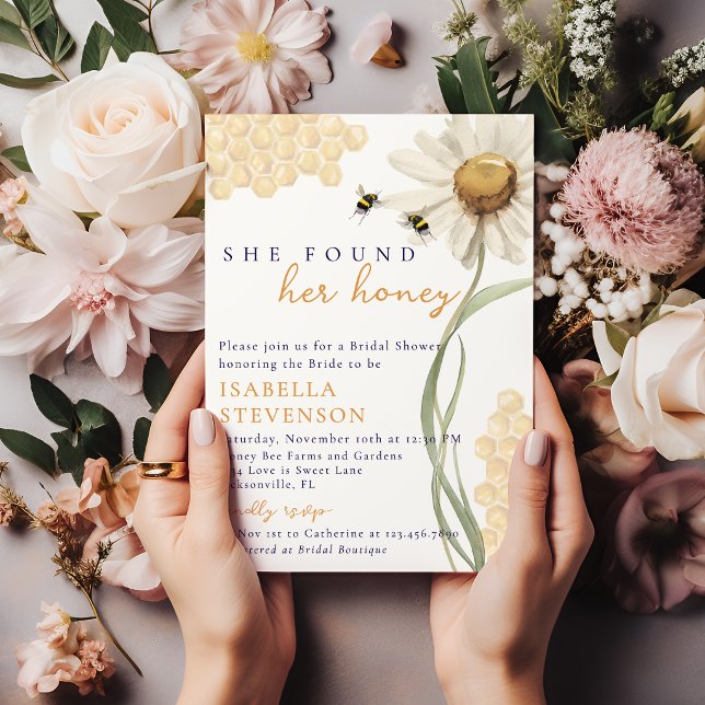 Invitation Elle a trouvé sa douche de mariage Honey Bee (Créateur téléchargé)
