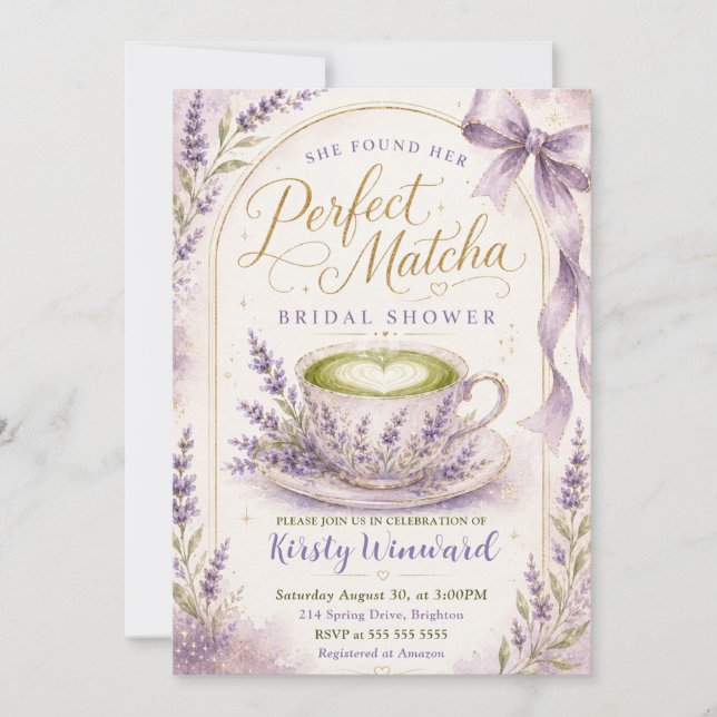 Invitation Elle a trouvé sa douche de mariée matcha parfaite (Devant)