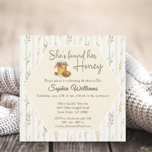 Invitation Elle a trouvé sa douche nuptiale à rayures d'or mi