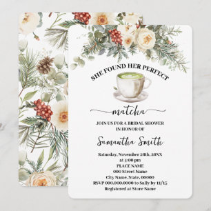 Invitation Elle a trouvé sa douche nuptiale d'hiver au matcha