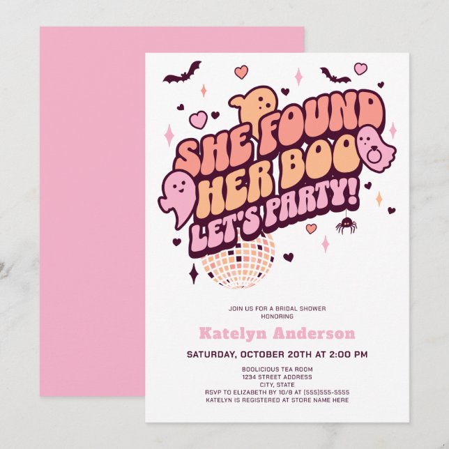 Invitation Elle A Trouvé Sa Fête des mariées Boo Halloween (Devant / Derrière)
