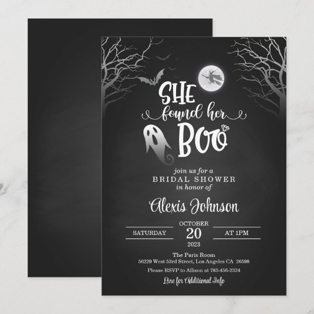 Invitation Elle a trouvé sa Fête des mariées de garçon avec G (Devant / Derrière)