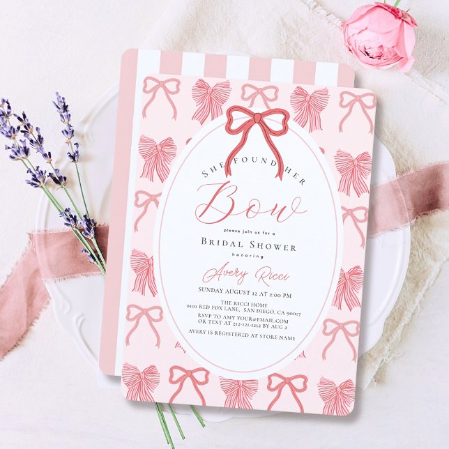 Invitation Elle a trouvé sa Fête des mariées de ruban rose Bo (Créateur téléchargé)