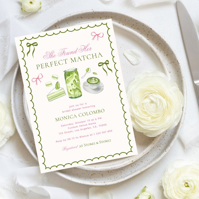 Invitation Elle A Trouvé Sa Fête des mariées Parfaite Matcha  (Créateur téléchargé)