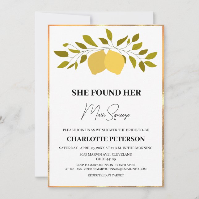 Invitation Elle a trouvé sa fête prénuptiale Main Squeeze (Devant)