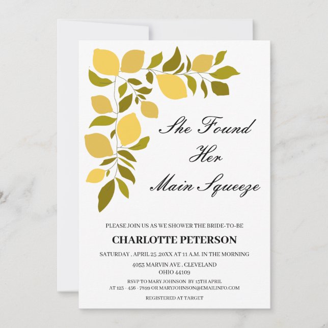 Invitation Elle A Trouvé Sa Principale Fête des mariées De Ci (Devant)