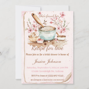 Invitation elle a trouvé sa recette, cuisine nuptiale douche 