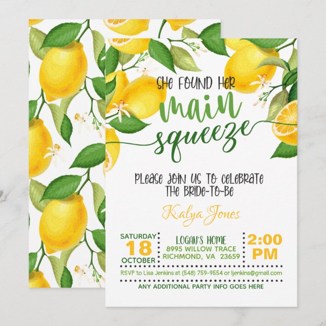 Invitation Elle A Trouvé Sa Squeeze Principale - Fête des mar (Devant / Derrière)