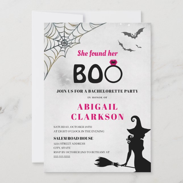 Invitation Elle A Trouvé Son Boo Halloween Bachelorette Party (Devant)