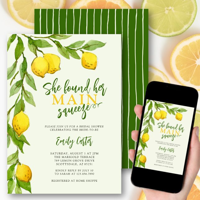 Invitation Elle a trouvé son citron préféré aquarelle été (Perfect for citrus-themed bridal showers, garden brunches, or elegant summer celebrations.)
