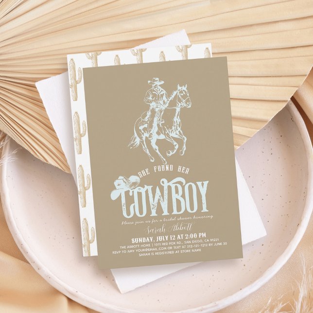 Invitation Elle a Trouvé Son Cow-Boy Sable Beige Enterrement  (Créateur téléchargé)