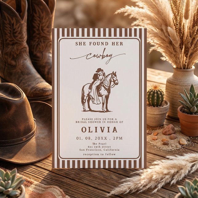 Invitation Elle a trouvé son cowboy western rayé pour la douc (Créateur téléchargé)