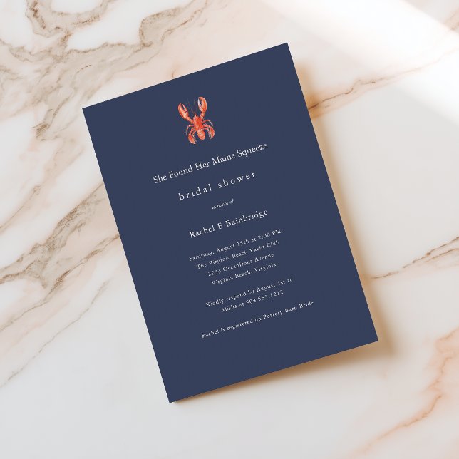 Invitation Elle a Trouvé Son Faireval Main Squeeze Coastal Lo (She Found Her Maine Squeeze Coastal Bridal Shower Invitation)