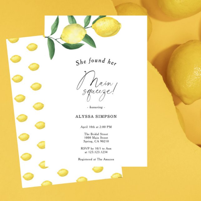 Invitation Elle a Trouvé Son Mariage de Citron de Fête de Fia (Créateur téléchargé)