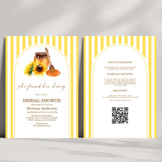 Invitation Elle a Trouvé Son Miel Code QR de la Fête de Fianç