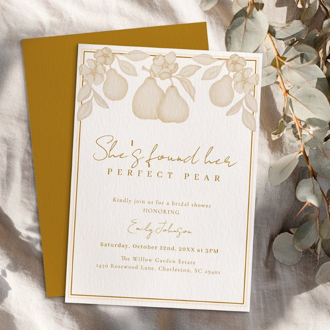 Invitation Elle a trouvé son oreille parfaite | Fête des mari (Perfect Pear Bridal Shower)
