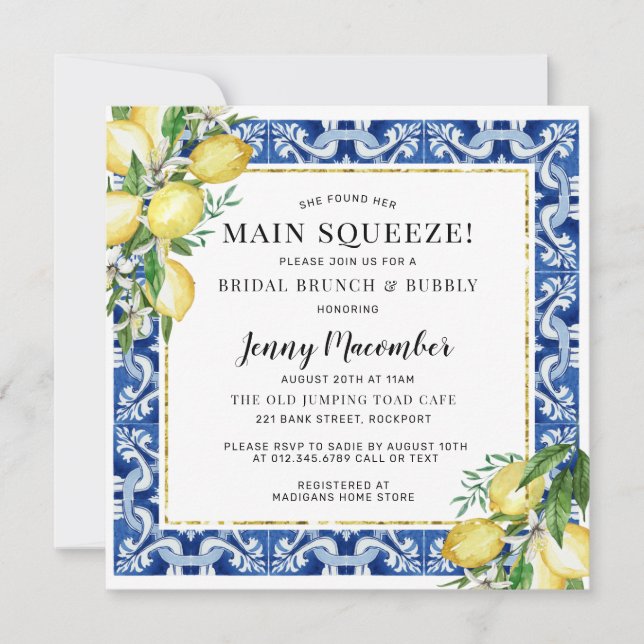 Invitation Elle A Trouvé Son Principal Squeeze Lemon Brunch B (Devant)