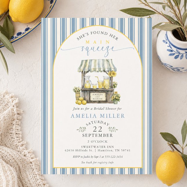 Invitation Elle a trouvé son stand de limonade Main Squeeze S (She's Found Her Main Squeeze Lemonade Stand Shower Invitation)