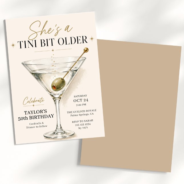 Invitation Elle a un peu vieilli Martini Anniversaire (Créateur téléchargé)