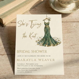 Invitation Elle Attache la Robe de Fleurs de Noces de Mariage