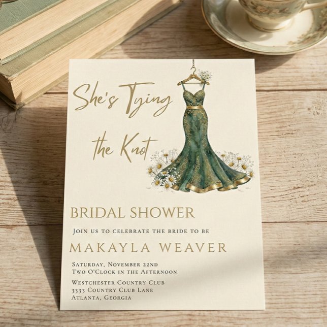 Invitation Elle Attache la Robe de Fleurs de Noces de Mariage (Créateur téléchargé)