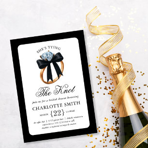 Invitation Elle Attache le Nœud Anneau Noir Cérémonie de Fian