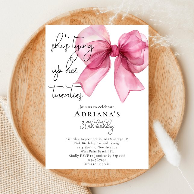 Invitation Elle Attache Son Ruban Rose pour ses 30 ans (Créateur téléchargé)