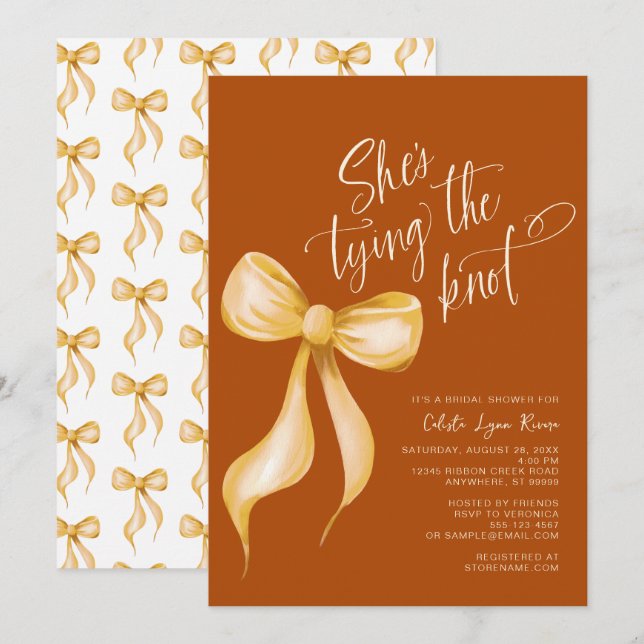 Invitation Elle est en train de nouer la Fête des mariées de  (Devant / Derrière)