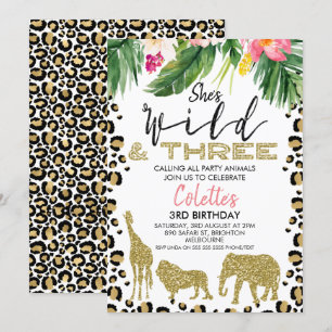 Invitation Elle est folle et trois Safari, 3e anniversaire