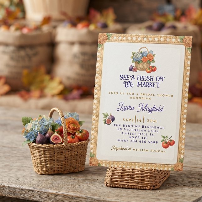 Invitation Elle est Fraîche du Marché Baby Shower (She's Fresh off the Market Bridal Shower Invitation)