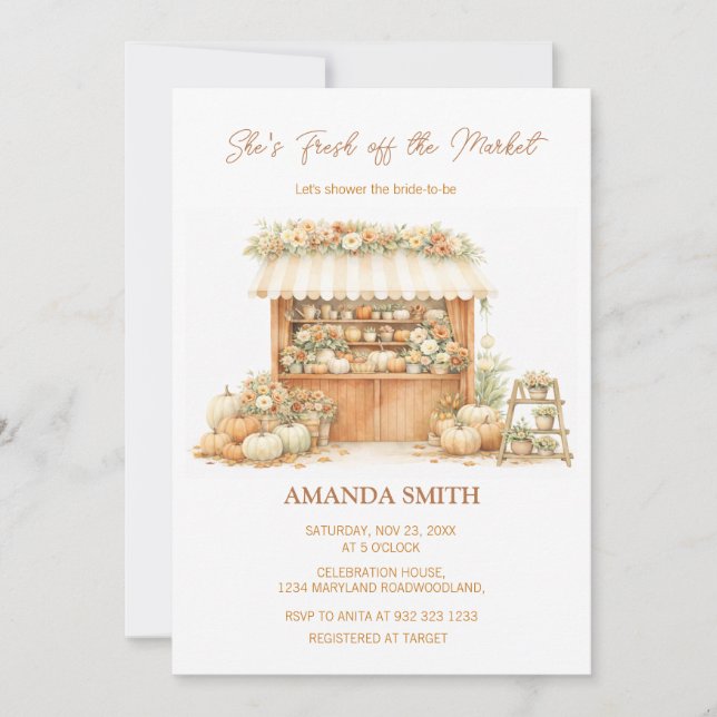 Invitation Elle est fraîche du marché Élégant Mariage d'Autom (Devant)