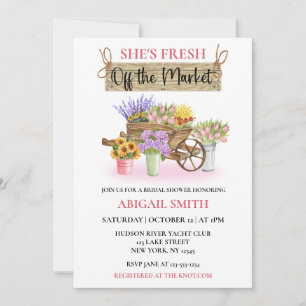 INVITATION ELLE EST FRAÎCHE DU MARCHÉ FLORAL RUSTIQUE