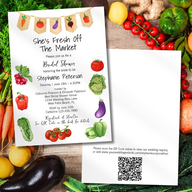 Invitation Elle est fraîche hors du marché QR Code Fête des m (Créateur téléchargé)