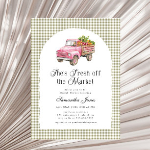 Invitation Elle est fraîche sortie du marché Gingham Baby Sho