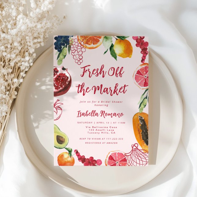 Invitation Elle est fraîche sortie du marché Rose Enterrement (Créateur téléchargé)
