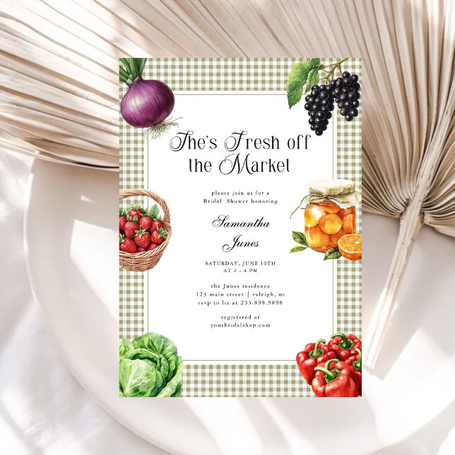 Invitation Elle est fraîche sur le marché Gingham Baby Shower (Créateur téléchargé)