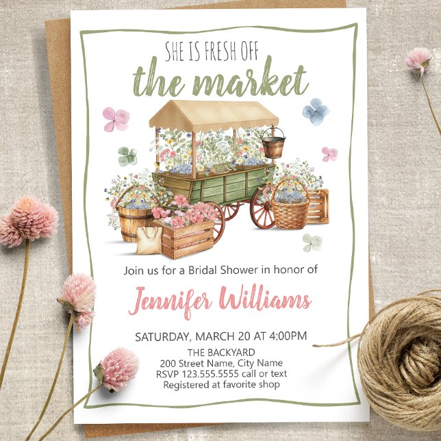 Invitation Elle est fraîchement arrivée sur le marché Baby Sh (Créateur téléchargé)