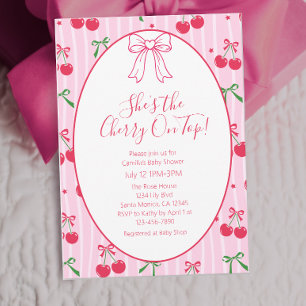 Invitation Elle est la cerise sur le gâteau Baby Shower en li