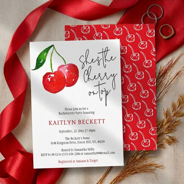 Invitation Elle est la cerise sur le gâteau 🍒 Enterrement de (Créateur téléchargé)