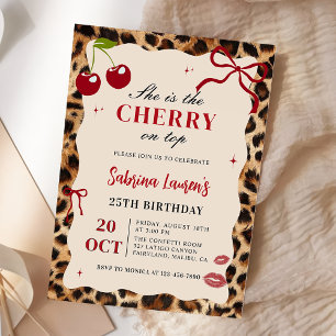 Invitation Elle est la cerise sur le gâteau Léopard Guépard A