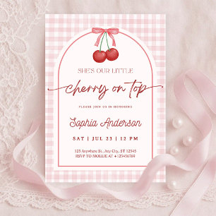 Invitation Elle est la Cerise sur le Gingham Baby Shower