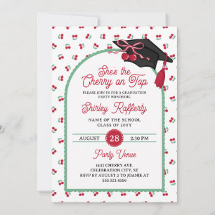 Invitation Elle est la Fête de Remise de Diplôme Photo Cerise